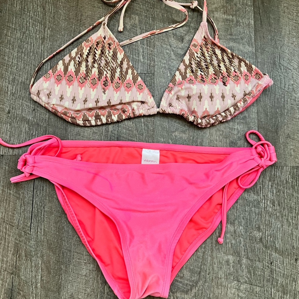 Xhilaration 3 piece pink and gold  swim suit